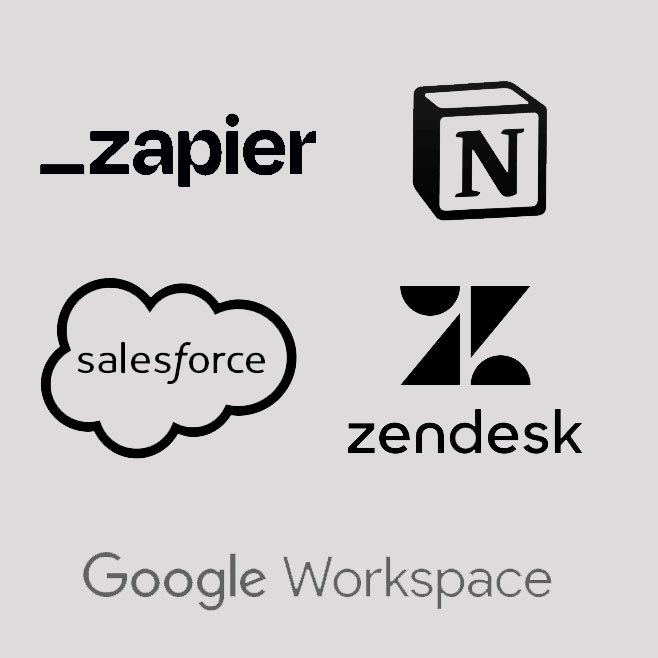 Sistemas & Automatización: Zapier, Notion, SalesForce, Zendesk, google workspace